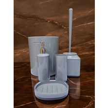 Kitchen Damys Lüks Banyo Seti 5'li Bej Renk Sabunluk Diş Fırçalık Kova Fırça