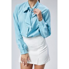 Emmas Clothing Fiyonk Detaylı Saten Kadın Gömlek