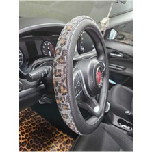Leopar Taşlı Direksiyon Kılıfı