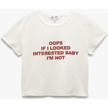 Koton Baskılı Dar Kesim Kısa Kollu Pamuklu Bisiklet Yaka Tişört