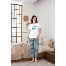 Guava Kadın Düğmesiz Bisiklet Yaka Viskon Yazlık Kısa Kol Cepli Pijama Takımı