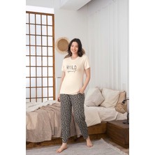 Guava Kadın Düğmesiz Bisiklet Yaka Viskon Yazlık Kısa Kol Cepli Pijama Takımı