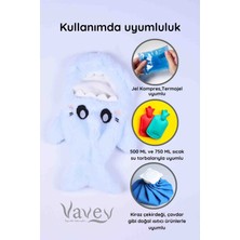 Vavey Shark Desenli Mavi Su Torbası Kılıfı Yumuşak Isı Terapisi(Jel Hediyeli)
