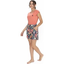 U.S. Polo Assn. 20027 Kadın Kısa Kollu Bisiket Yaka Şortlu Pijama Takımı-Mercan