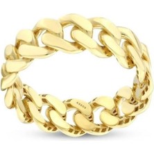 Assos Zincir Formlu Tasarım Altın Yüzük - 14K