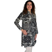 Kadın Uzun Pano Baskılı Desen Viscon Bluz BGL-ST04295