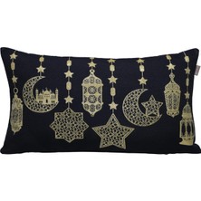 Belıeve Ramazan Fener Jakarlı Dokuma Goblen  Dekoratif Siyah Simli  Kırlent 30*55