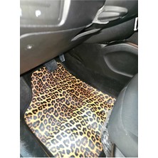 Leopar Deri Gold Rengi Araba Içi Paspas Takımı
