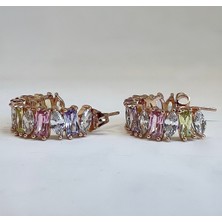 Solène Sera Renkli Zirkon Taşlı Rose Gold Küpe