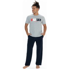 U.S. Polo Assn. 18899 Erkek Kısa Kollu Bisiklet Yaka Pijama Takımı-Gri