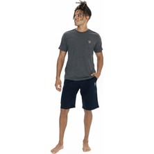 U.S. Polo Assn. 18868 Erkek Kısa Kollu Bisiklet Yaka Şortlu Pijama Takımı-Antrasitmelanj