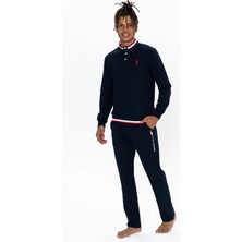 U.S. Polo Assn. 18922 Erkek Uzun Kollu Dik Yaka Rahat Ev Giyim-Lacivert