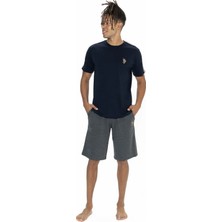 U.S. Polo Assn. 18868 Erkek Kısa Kollu Bisiklet Yaka Şortlu Pijama Takımı-Lacivert