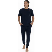 U.S. Polo Assn. 18890 Erkek Kısa Kollu Bisiklet Yaka Paçası Lastikli Pijama Takımı-Lacivert