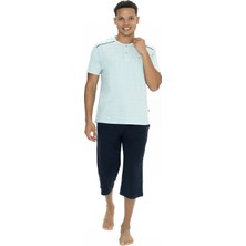 U.s Polo Assn. 18887 Erkek Kısa Kollu Bisiklet Yaka Kapri Pijama Takımı-Mint