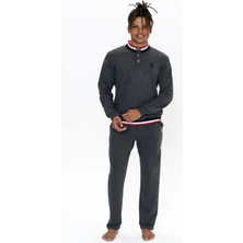 U.S. Polo Assn. 18922 Erkek Uzun Kollu Dik Yaka Rahat Ev Giyim-Antrasitmelanj