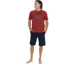 U.S. Polo Assn. 18884 Erkek Kısa Kollu Bisiklet Yaka Şortlu Pijama Takımı-Bordo