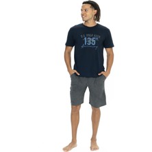 U.S. Polo Assn. 18884 Erkek Kısa Kollu Bisiklet Yaka Şortlu Pijama Takımı-Lacivert