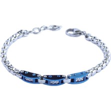 Lacivert Çift Renkli Çelik Erkek Bileklik