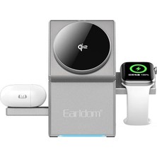 Earldom WC65 3in1 15W Telefon 2.5W Saat ve 5W Airpods Için Kablosuz Şarj Standı