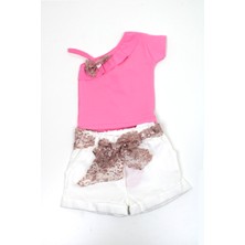 Kız Çocuk Şortlu Tek Omuz Bodyli Takım (Kalıbı Küçüktür Beden Büyük Alınız)