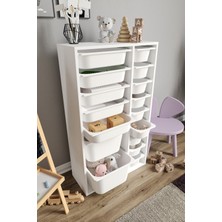 Baby Darling %100 Mdf - Xl Duo 16 Sepetli Oyuncak Dolabı