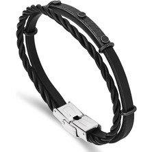 Necati Gün ARS067 Erkek Deri Çelik Bileklik