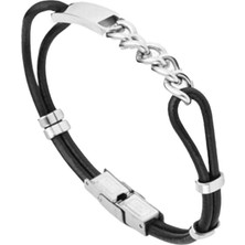 Necati Gün ARS081 Erkek Deri Çelik Bileklik