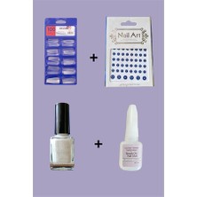 4 Lü Tırnak Seti Takma Tırnak Tırnak Yapıştırıcı Oje Sticker Kombin