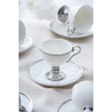 Acar HXF-06551 Thelma Silver Beyaz 6'lı Kahve Fincan Takımı
