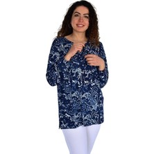 Kadın Yaprak Desen Baskılı Viscon Bluz BGL-ST04283