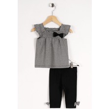 Zepkids Kız Çocuk Pitikareli Omuz Detaylı Taytlı Takım