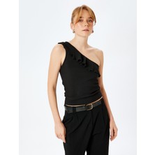 Koton Fırfır Detaylı Kolsuz Tek Omuz Bluz