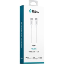 Ttec Usb-C - Usb-C 120CM 60W Pd/qc Hızlı Şarj/data Kablosu Beyaz