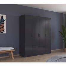 Tdesigno Alçin Giyinme Dolabı - Çok Amaçlı Dolap - Gardırop 180  cm -4 Kapaklı-1 Çekmeceli