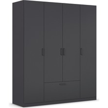 Tdesigno Alçin Giyinme Dolabı - Çok Amaçlı Dolap - Gardırop 180  cm -4 Kapaklı-1 Çekmeceli