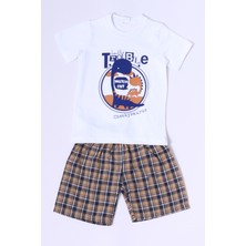 HÇM Erkek Çocuk Şortlu Takım Ekoseli Dinozor Baskılı A26
