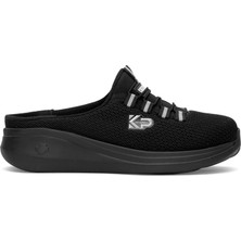 King Paolo D5109 Krakers Sabo Kadın Memory Foam Düz Sandalet Siyah