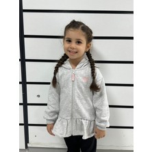 Kübra tekstil Kız Çocuk Fermuarlı  Kapsonlu/kapüşonlu Farbalalı Jarse Hırka,sweatshirt,polarlı Hırka