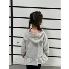 Kübra tekstil Kız Çocuk Fermuarlı  Kapsonlu/kapüşonlu Farbalalı Jarse Hırka,sweatshirt,polarlı Hırka