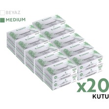 Haspet Lateks Muayene Eldiveni 100'LÜ M Orta Boy Pudrasız Beyaz 20 Kutu