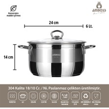 Amboss Saphire 24 cm Paslanmaz Çelik İndüksiyon Uyumlu Cam Kapaklı Derin Tencere