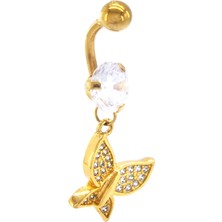 Ferizz Altın Kaplama Zirkon Taşlı Kelebekli Piercing PRC-109