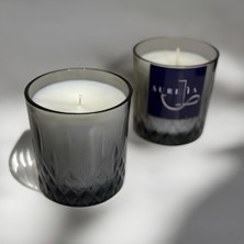 Aurelia Candle -Tekli Füme Kristal Desenli Cam Bardak Kokulu Mum