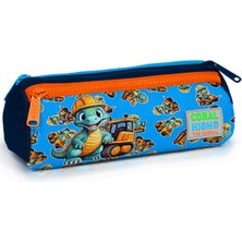 Coral High Kids Mavi Turuncu Dinozor Desenli Üç Bölmeli Kalem Çantası 22149