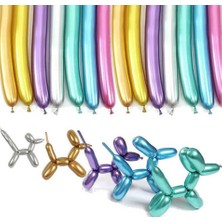 Ipek Hobi Balon Sosis Modeli Krom (Mırror) Rengarenk 10 Adet