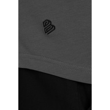 Bafk Ad Erkek Gri Pamuk Regular Fit Oval Kesim Bisiklet Yaka Basic Tişört
