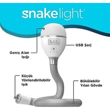 Storemax Snake Light 2 Ayar Kademeli Esnek ve Şarj Edilebilir Lamba, Yılan Işık