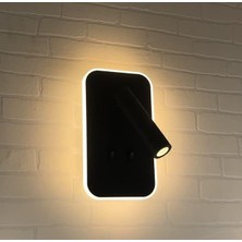 Storemax Cata Tuvalu Ev-Yatak-Oturma-Çalışma-Okuma Odası Aydınlatma Iki Anahtarı ile LED Duvar Lamba 13 Watt Siyah Aplik
