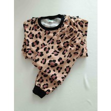 Mumio Kız Çocuk Uzun Kollu Kahverengi Siyah Noktalı Leopar Desenli Pijama Takımı